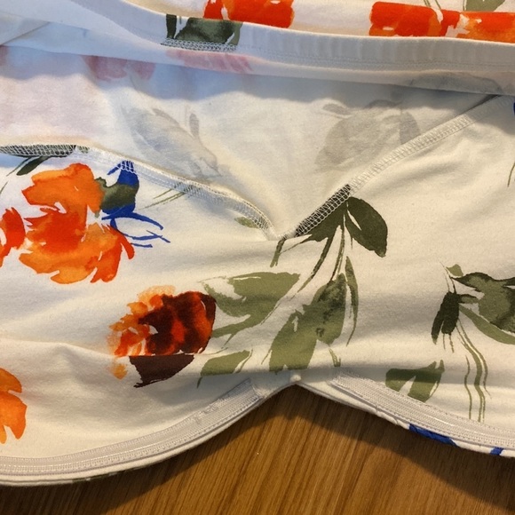 Torrid Strapless Floral Tank Top - White, Orange, and Blue - Picture 9 of 9